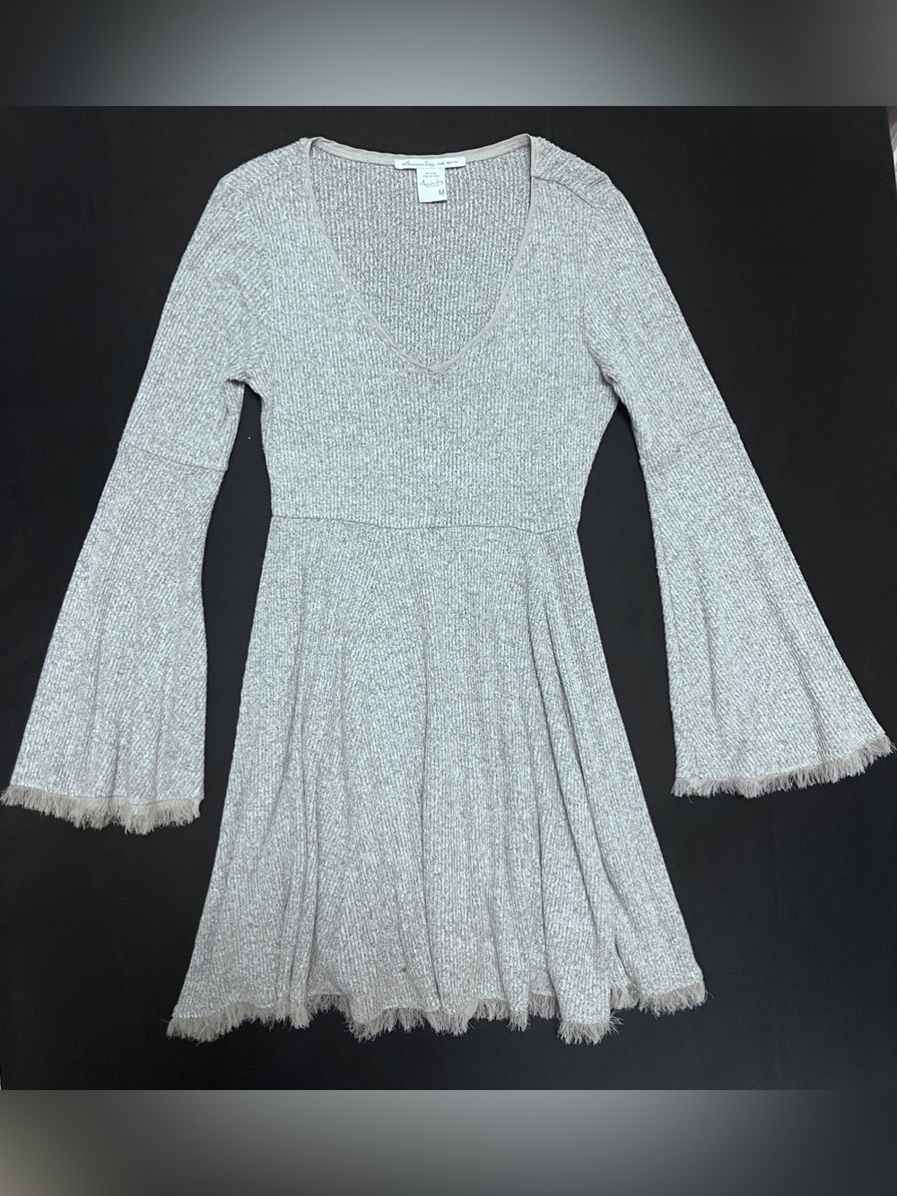 American Rag Gray Ribbed Knit Dress Size Medium